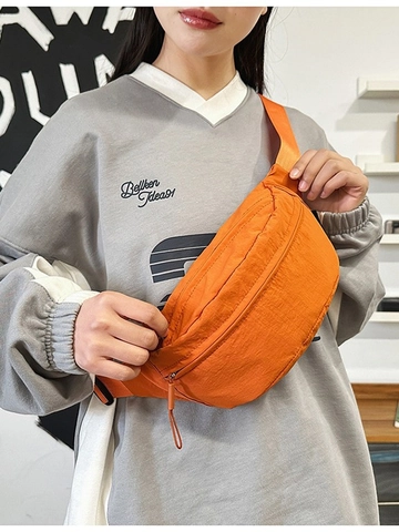 Japanse Stijl Nylon Dumpling Crossbodytas Voor Dames Heren Casual Sport Borst Heuptas Effen Kleur Reisschoudertas