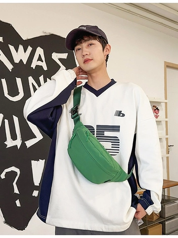 Japanse Stijl Nylon Dumpling Crossbodytas Voor Dames Heren Casual Sport Borst Heuptas Effen Kleur Reisschoudertas