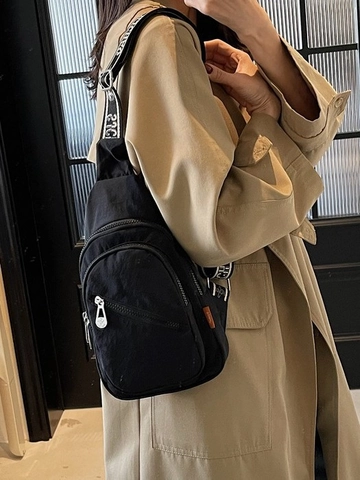 Borsa da Petto Casual da Donna in Nylon Leggera a Tracolla Con Tasche Multiple E Tracolla Regolabile In Jacquard
