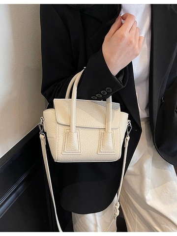 Borsa a Mano da Donna alla Moda in Pelle PU a Grana di Ciottolo Mini Tote Borsa a Tracolla con Cinturino Regolabile