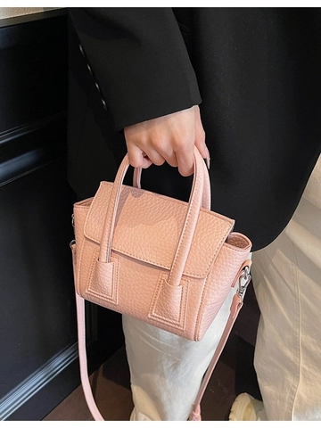 Borsa a Mano da Donna alla Moda in Pelle PU a Grana di Ciottolo Mini Tote Borsa a Tracolla con Cinturino Regolabile