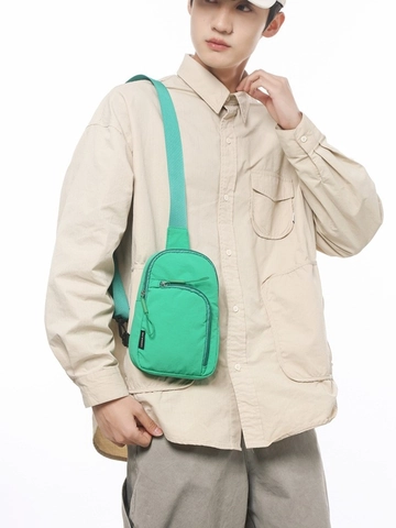 Bolso Bandolera de Nylon Casual para Hombre Mujer Pequeño Impermeabile Correa Ajustable Color Sólido Bolso Mensajero Minimalista