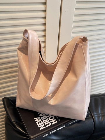 Women Large Capacity PU Leather Tote Bag Minimalist Hobo Shoulder Bag Commuting Solid Color Bucket Handbag For Daily Use
