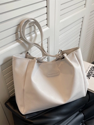 Bolso Tote de Gran Capacidad para Mujer de Cuero PU Texturizado Bolso de Hombro para Escuela Viaje Diario Casual Simple Elegante
