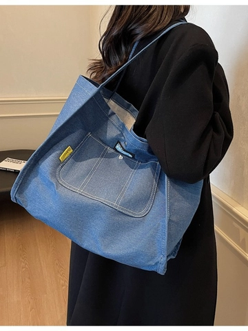Damen Denim Tragetasche Mit Großer Kapazität Vintage Casual Canvas Schultertasche Für Das Tägliche Pendeln Shopping Handtasche