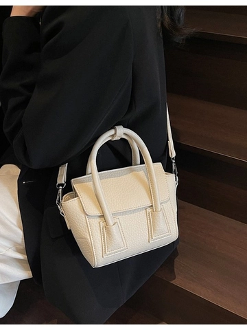 Sac à Main en Cuir PU Motif Litchi pour Femmes Petit Sac Carré Bandoulière pour Trajet Quotidien Fourre-tout Minimaliste
