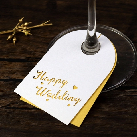 Biglietti Segnaposto Per Bicchiere Da Vino Happy Wedding Carta Perla Artificialta Cuore Stella Per Banchetto Di Nozze