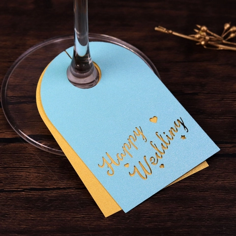 Biglietti Segnaposto Per Bicchiere Da Vino Happy Wedding Carta Perla Artificialta Cuore Stella Per Banchetto Di Nozze