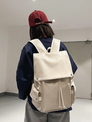 Retro PU Leather Travel Backpack For Women Men Large Capacity Laptop School Bag Versatile British Style Casual Daily Commuter Rucksack
