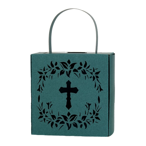 Scatole Regalo Per Caramelle Traforate Con Design A Croce Taglio Laser Con Manico Per Matrimonio Battesimo Prima Comunione Borse Di Carta