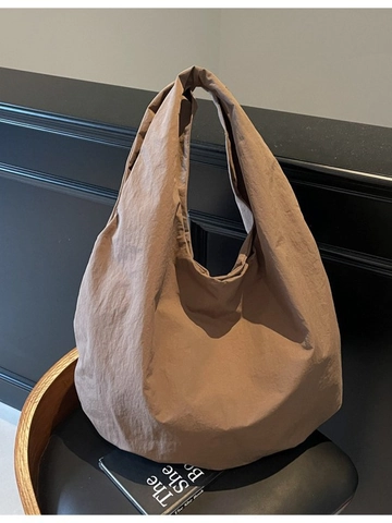 Women Large Capacity Tote Bag Minimalist Wrinkled Fabric Hobo Shoulder Bag Casual Versatile Commute Handbag Solid Color Bag