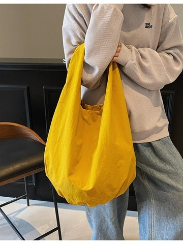 Women Large Capacity Tote Bag Minimalist Wrinkled Fabric Hobo Shoulder Bag Casual Versatile Commute Handbag Solid Color Bag