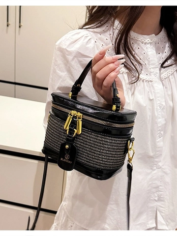 Borsa a Tracolla Box in Pelle PU Intrecciata Vintage per Donna Borsa a Mano a Tracolla Piccola di Lusso con Doppia Cerniera