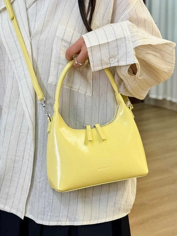 Bolso Hobo de Cuero PU de Media Luna para Mujer Moda Minimalista Urbana Brillante Bolso de Hombro de Axila Con Correa Ajustable
