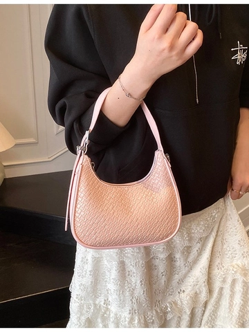 Damen Gewebte Halbmond Hobo Tasche Luxus Krokodil Muster PU Leder Schulter Unterarm Handtasche Lässig
