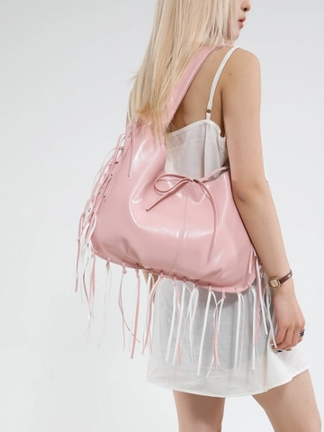 Dames Retro Grote Capaciteit Tassel Hobo Schoudertas PU Leer Tote Bag Met Strik Detail Casual Mode Okseltas