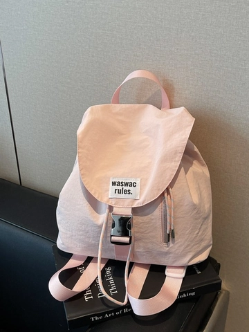 Koreaanse Mode Grote Capaciteit Canvas Rugzak Voor Dames Minimalistische Nylon Reistas Met Flap Gesp Trekkoord Sluiting