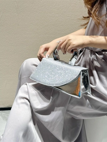 Sac à Main Strass pour Femmes Design de Niche Avec Poignée en Métal Élégant Petit Sac Bandoulière Carré pour Mariage Fête Sac de Soirée