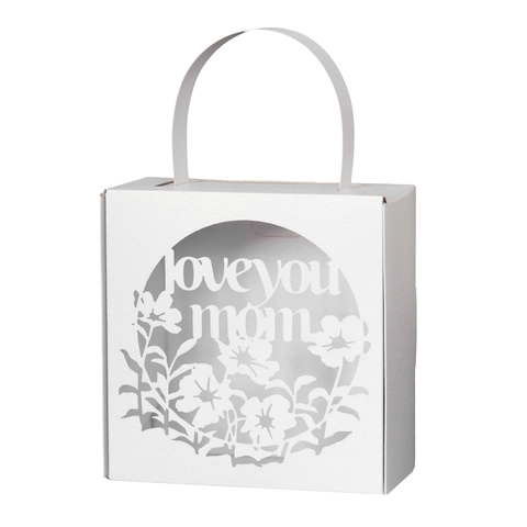 Scatola di Caramelle per la Festa della Mamma Tagliata al Laser in Carta Floreale Love You Mom Borsa Regalo