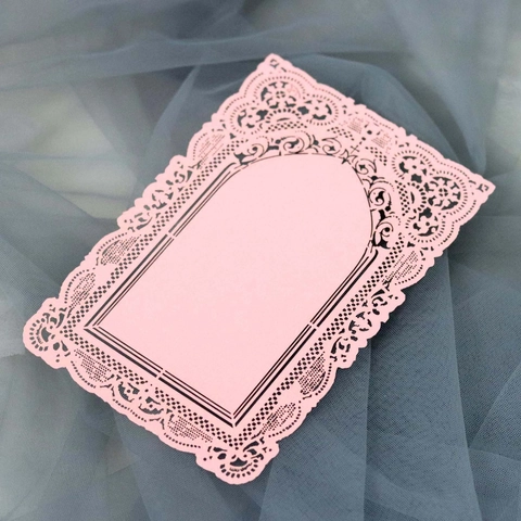 European Retro Laser Cutout Lace Decorative Card Pearl Paper Archway Frame For Wedding Invitation Scrapbooking DIY Craft Material