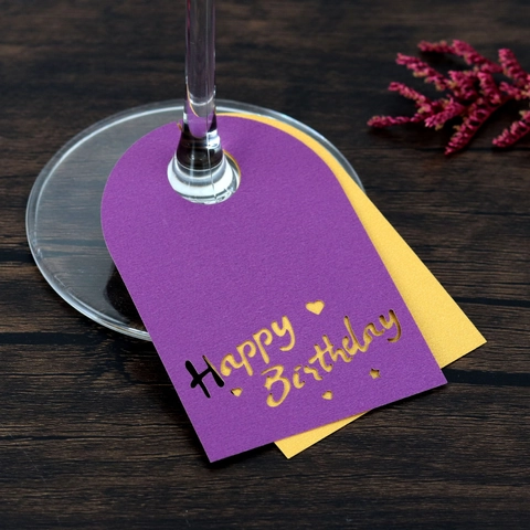 Laser Gesneden Happy Birthday Wijnglas Naamkaartjes Dubbele Laag Parelmoer Papier Tafeldecoratie Voor Verjaardagsfeest Banket