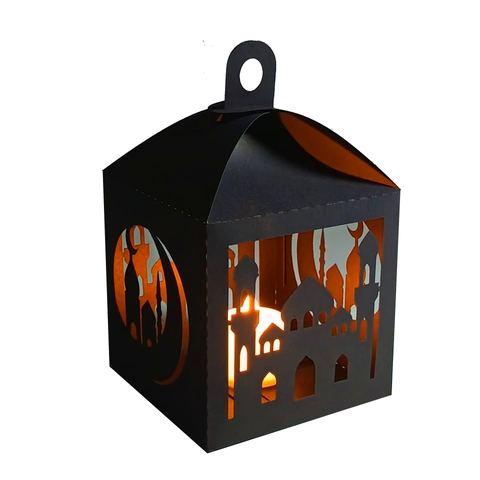 Lasergeschnittener Hohler Moschee Stern Mond Karton Laternenschirm Islamisches Festival Dekorative Geschenkbox Tischschmuck