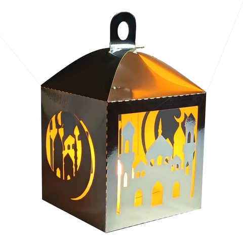 Lasergeschnittener Hohler Moschee Stern Mond Karton Laternenschirm Islamisches Festival Dekorative Geschenkbox Tischschmuck