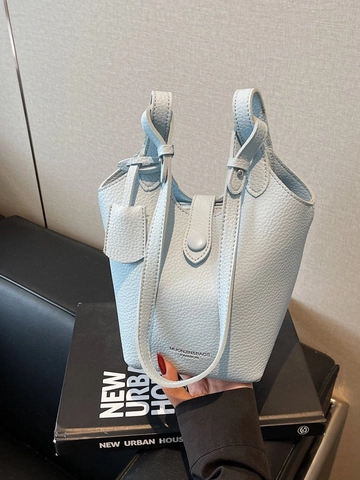 Bolso Bandolera Tipo Cubo de Cuero PU Minimalista Para Mujer Con Textura de Lichi Hebilla Magnética Color Sólido Bolso Diario