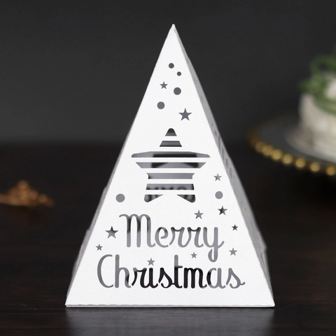 Kerst Ster Opengewerkte Piramide Papieren Lampenkap Merry Christmas Feestelijke Elektronische Kaars Cover Huis Feest Decoratie