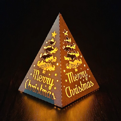 Paralume in Carta a Piramide Cava Albero di Natale Design a Stella Intagliato a Laser Copertura per Luce Notturna Merry Christmas