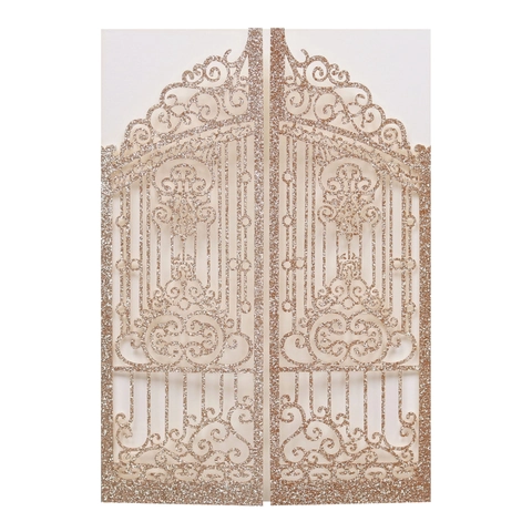 European Laser Cut Hollow Wedding Invitations Luxury Glitter Artificial Pearl Paper Gate Fold Invitation Cards For Engagement Party Quinceanera Celebration