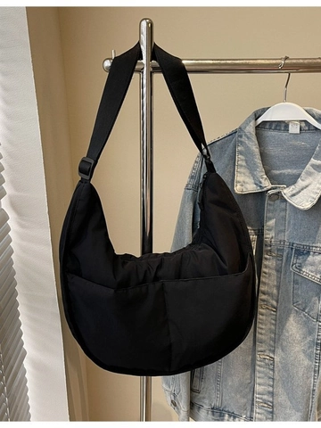 Borsa Hobo da Donna in Nylon Grande Capacità Minimalista a Forma di Luna Borsa a Tracolla Casual Pendolare con Tasche Multiple