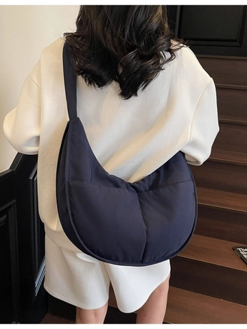 Borsa Hobo da Donna in Nylon Grande Capacità Minimalista a Forma di Luna Borsa a Tracolla Casual Pendolare con Tasche Multiple