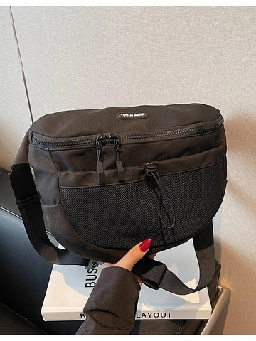 Large Capacity Canvas Nylon Crossbody Bag For Women Men Casual Sports Chest Bag With Mesh Pocket Adjustable Strap Travel Bag