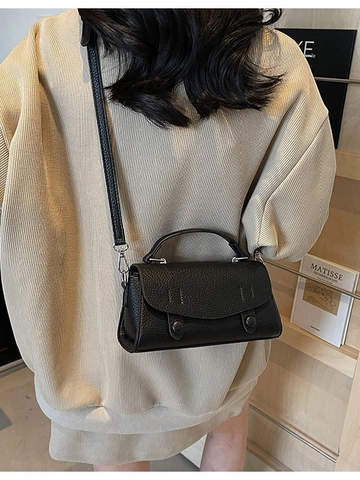 Damen Casual PU Leder Litschi Maserung Umhängetasche Minimalistisch Handtasche Kleine Quadratische Tasche Stilvolle Alltagstasche