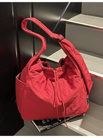 Borsa a Spalla in Tela di Grande Capacità per Donna Minimalista Stile Coreano Coulisse Hobo Borsa a Tracolla Con Tasche Laterali Lavoro