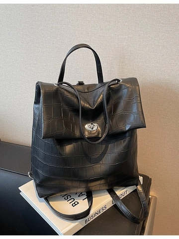 Mochila de Cuero PU con Patrón de Cocodrilo para Mujer Bolso Escolar de Moda Gran Capacidad Con Cierre de Metal