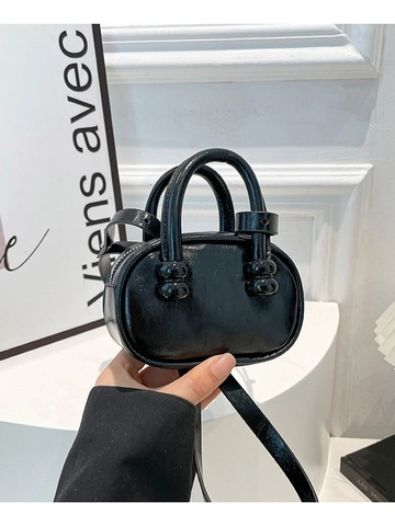 Bolso Bandolera Bowling Mini para Mujer Moda Cuero PU Con Decoración Esférica Doble Asa Bolso de Hombro Pequeño Portátil
