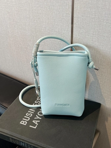 Dames Klein PU-Leren Telefoontasje Crossbody Mode Lychee-patroon Emmertas Met Knoopkoord Band Hart Metalen Hanger