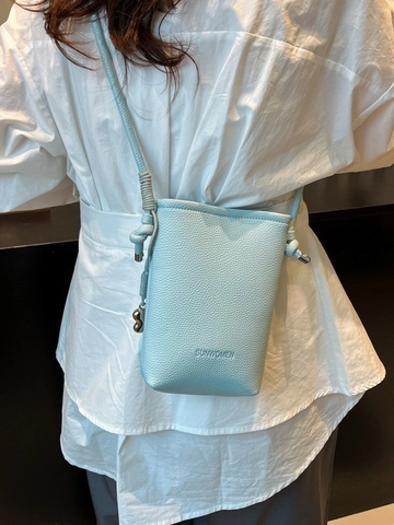 Dames Klein PU-Leren Telefoontasje Crossbody Mode Lychee-patroon Emmertas Met Knoopkoord Band Hart Metalen Hanger