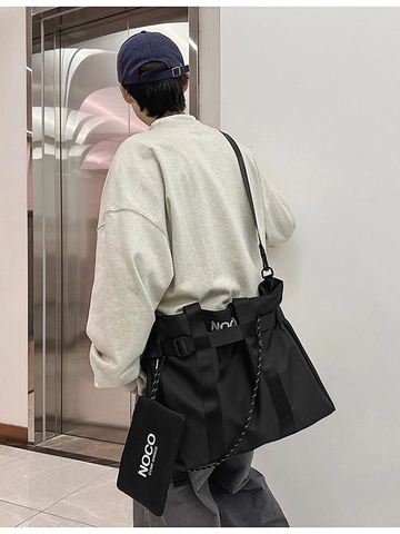 Sac Cabas en Nylon Grande Capacité pour Femme Avec Petite Pochette Techwear Urbain Sac à Bandoulière Imperméable Léger Style Coréen Voyage Navette Sac à Main