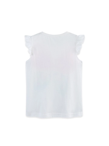 Camiseta de Algodón para Niñas con Estampado de Mariposas Mangas de Volantes Verano Sin Mangas Cuello Redondo Top Casual para Niños