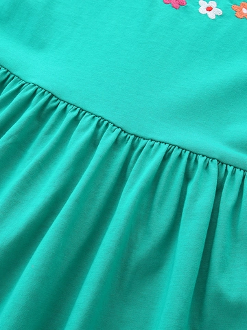 Girls Cotton Sleeveless Dress Fairy Mushroom Embroidery Round Neck Pleated Princess Style Summer Casual Dress For Toddler