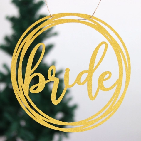 Cartelli Appesi per Sedie da Matrimonio Sposa E Sposo in Carta Perla Artificialta Oro Luccicante per Decorazione di Sfondi per Feste di Cerimonia Banner a Ghirlanda Tonda Cava Tagliata al Laser