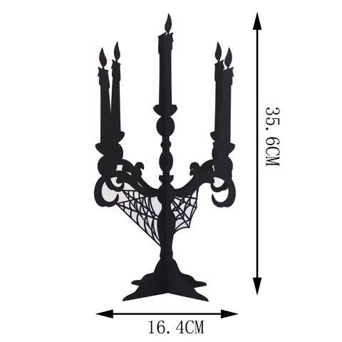 Lanterne en Papier Candélabre 3D Noir Halloween Décoration de Toile d'Araignée Découpée au Laser pour Table de Fête Gothique