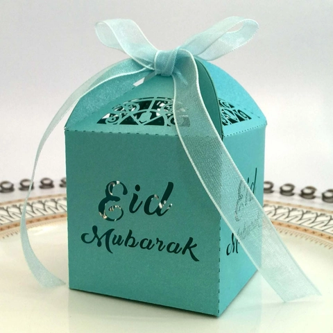 Κουτιά Γλυκών Διάτρητα με Λέιζερ Eid Mubarak Φιόγκος Κουτί Δώρου Περλέ Χαρτί Γάμος Γενέθλια Πάρτι Διακόσμηση Μικρά Κουτιά