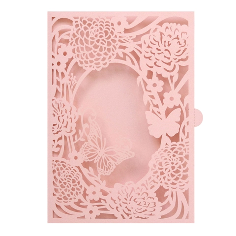 Laser Cut Butterfly Floral Wedding Invitation Card Shell European Style Hollow Out Greeting Card Cover For Engagement Party