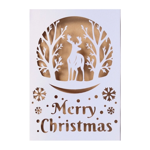Cartes de Voeux de Noël Découpe Laser Élan Flocon de Neige Cartes d'Invitation Creuses Avec Papier d'Insertion Pour Fête de Nouvel An
