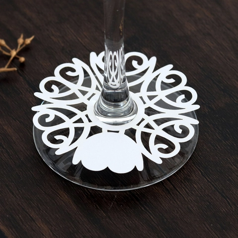 Laser Cut Heart Shape Wine Glass Place Card Artificial Pearl Paper Name Cards For Wedding Party Table Decoration Cup Marker
