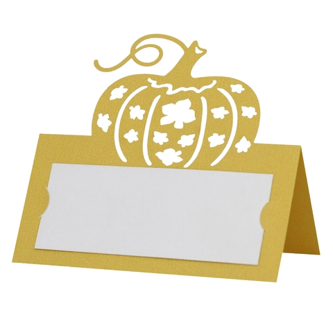 Laser Cut Pumpkin Place Cards For Halloween Thanksgiving Banquet Party Hollow Folding Paper Name Cards Table Decoration